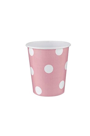 Karton Bardak 8Li Pembe Puantiyeli
