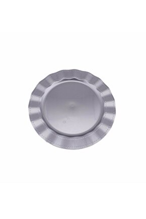 Erler Amb. Gümüş Rengi Lüks Plastik Mika Yuvarlak Tabak 22 Cm 6 Adet