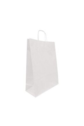 Beyaz Büküm Saplı Kraft Çanta 31x41cm Pakette 24 Ad.