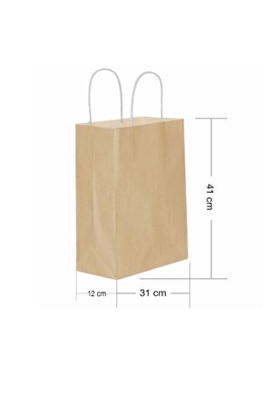 Roll-Up Kraft Çanta Naturel Büyük Boy 31x41cm 25li
