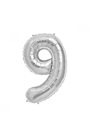 9 Rakam Gümüş Folyo Balon 40 Inch 100cm