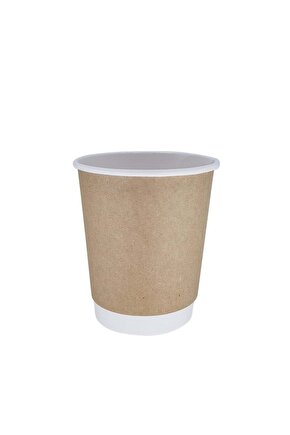 Double Wall Kraft Karton Bardak 8 Oz - 30lu - Kahverengi