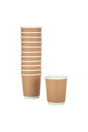 Çift Katlı Kraft 8 oz Double Wall 25 Adet Karton Bardak