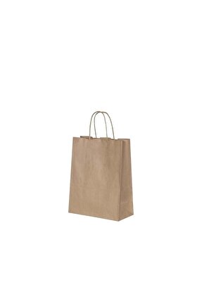Burgu Saplı Kraft Kağıt Çanta 19x8x24 cm 25li