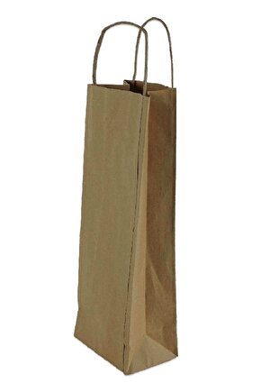 Burgu Büküm Sap Kraft Şişe Çantası, 12,5x36x8cm, 25 Adet