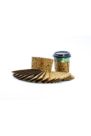 Kraft Baskılı 14-16 Oz Karton Bardak Tutacağı 200 Adet