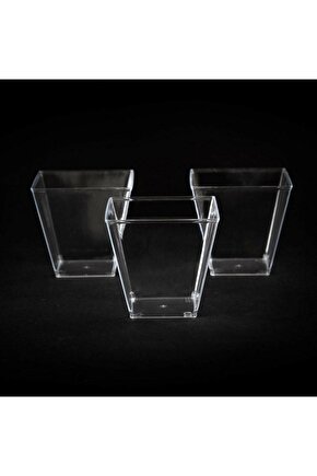 Şeffaf Kristal Mika Ekstra Sert Plastik Prizma Kübik Kase 200 Cc **6** Adet