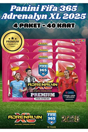 Panini Premium FIFA 365 Adrenalyn XL 2025 Oyuncu Kartı - Premium Futbolcu Kartları - 4 Paket