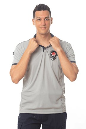 Kısa Kollu Reflektörlü Gri Renkli Yeni Tip Kamu Personel Mikrofiber Özel Güvenlik T-shirt