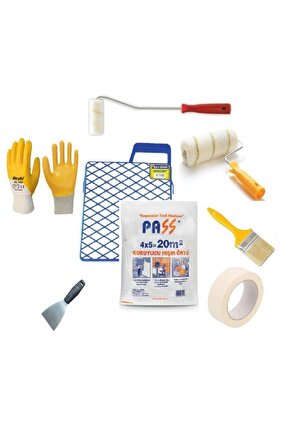 8 Parça Boyacı Seti Rulo-fırça-ızgara-örtü-kağıt Bant-parmak Rulo-eldiven-spatula
