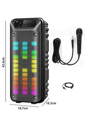 BLUETOOTH HOPARLÖR SD KART USB GİRİŞLİ MİKROFONLU LED IŞIKLI ŞARJLI KABLOSUZ SPEAKER
