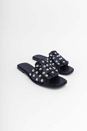 (PARK MODA) Troklu Kadın Terlik Siyah