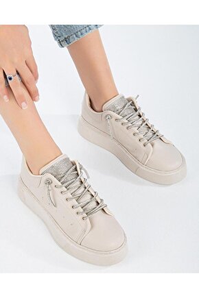 Kadın Taş Detay Bağcıklı Günlük Sneaker Sp-0928