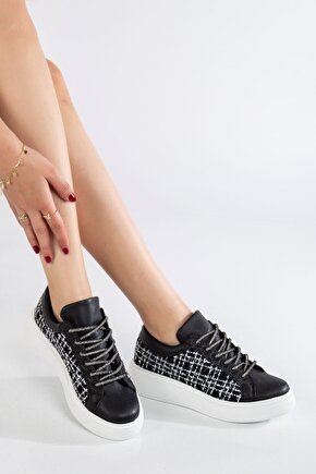 Kadın Simli Bağcıklı Günlük Spor Sneaker Ayakkabı