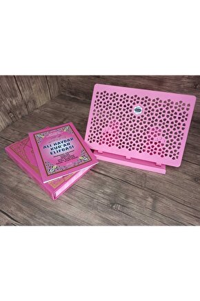 Haktan Yayınları Kuran Kursu Seti; Orta Boy Pembe Kuran, Elifba, Rahle