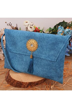 Kuran Kılıfı Çantası Kabı Cami Boy Mavi Renk 25*34 Cm Kuranı Kerim Kılıf