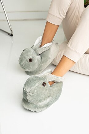 Peluş Unisex Tavşanlı Panduf Ev Ayakkabısı