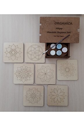 Kaligrafi Fon Hediyeli  Ahşap Üzerine Mandala Figürlü Beceri Geliştiren Ahşap Boyama Sandığı Seti