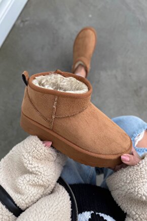 Kadın Kalın Taban İçi Kürklü Yarım Günlük Trend Bot Tefis Taba