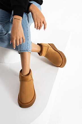 Moli Yeni Sezon Ayak Boy Mini Süet Içi Kürklü Tüylü Kalın Taban Kadın Bot Rumgayshoes