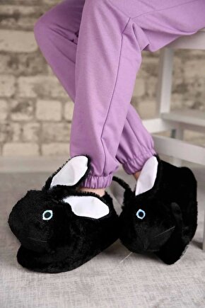 Tavşan Figürlü Peluş Panduf Ev Pandufu Unisex Tavşanlı Panduf