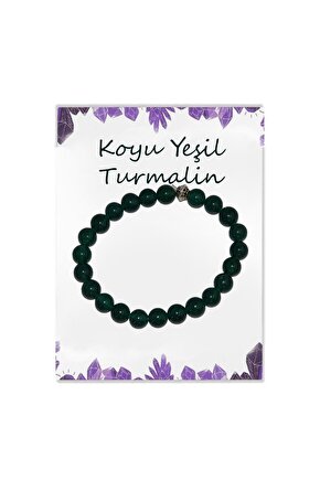 Parlak Koyu Yesil Turmalin Doğal Taş Bileklik