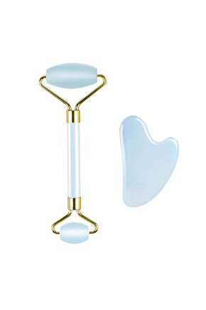 Opalit Gua Sha Yüz Masaj Taşı Opal Masaj Taşı ve Roller Set Cessnova
