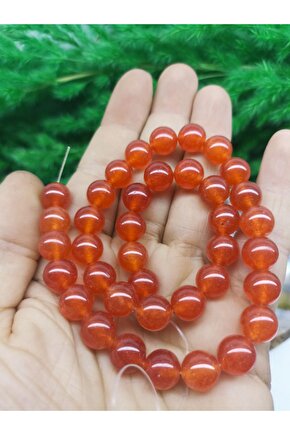 10  MM AKİK (CARNELYAN) DOĞAL TAŞ DİZİ 40 CM UZUNLUĞUNDA (SERTİFİKALI)