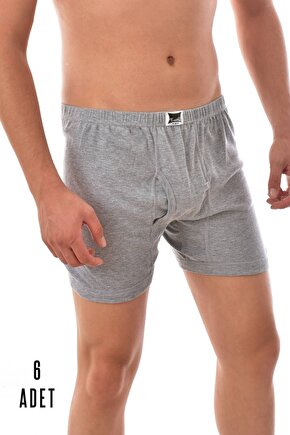 Erkek Gri 6 Adet Tutku Paçalı Boxer Gri 0111