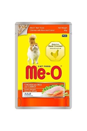 Meo Adult Jöle Tavuk ve Havuçlu Yetişkin Konserve Kedi Maması 80 Gr