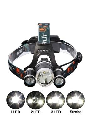 T6 Kafa Feneri 5000 Lumens 3xcree Xm-t6+2r5 Lamba Led Kamp Lambası