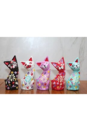 Ahşap 5li Kedi Seti Polos:7