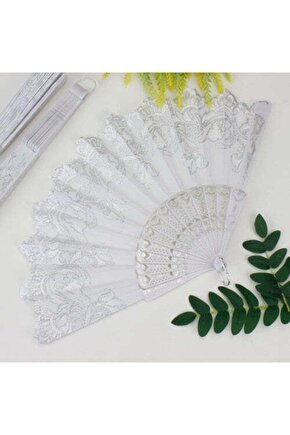 Plastik Kumaş Yelpaze 12li Beyaz