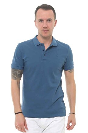 Erkek K Mavi Polo Yaka T-shirt