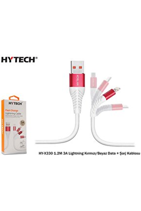Hyx330 1.2m 3a Lightning Kırmızı Beyaz Data Kablosu