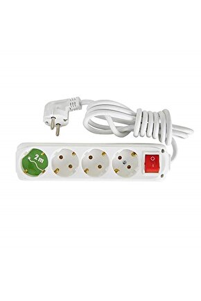 4lü Anahtarlı Topraklı Priz 2 Mt.