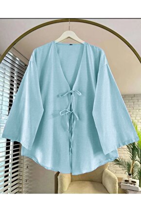 Önü Bağlamalı Kimono Tunik  Mint