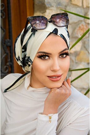 Füme Yaprak Desen Çapraz Bantlı Bone
