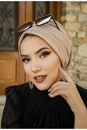Bej Kareli Hazır Bone