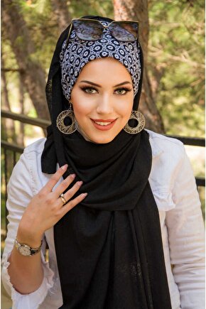 Siyah Puan Dantel Bone Hazır Şal