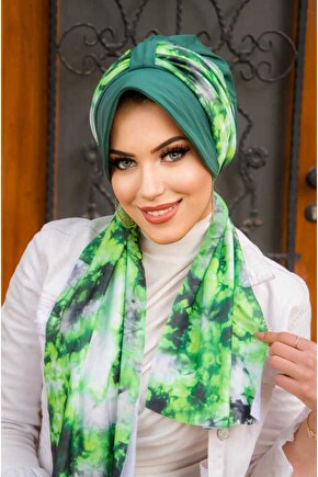 Zümrüt Yeşil Batik Desen Şapka Bone