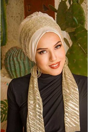 Taş Dore Desen Fularlı Bone