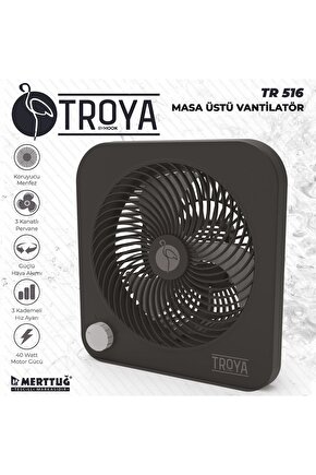 By Hook Tr-516 Masaüstü Vantilatör 3 Kanatlı 3 Kademeli Vantilatör