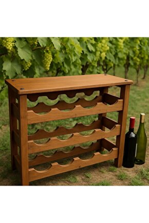 Ahşap Eskitme 3 Katlı Şaraplık Ve Şişelik Şarap Rafı Mini Bar Raf