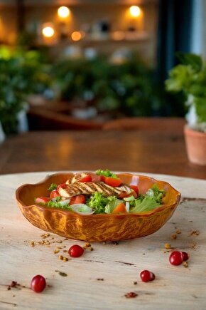Wood 26cm Porselen Çukur Salata ve Makarna Kase