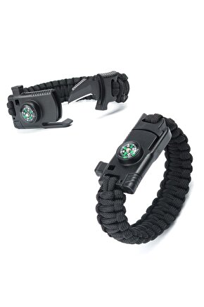 Paracord Survival Bileklik Bıçak Pusula Ateş Başlatıcı Magnezyum Ve İkaz Düdüğü