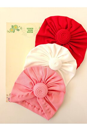 Kız Bebek & Çocuk Fırfır Bone & Bere 3Lü Set