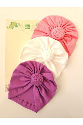 Kız Bebek & Çocuk Fırfır Bone & Bere 3Lü Set
