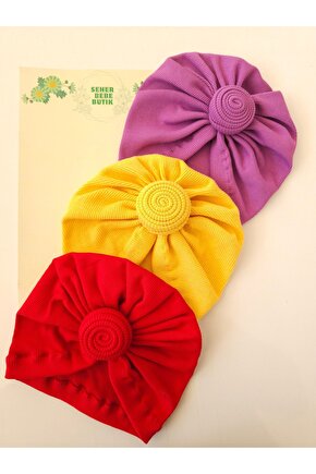 Kız Bebek & Çocuk Fırfır Bone & Bere 3Lü Set