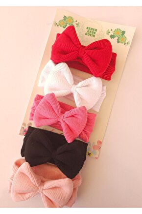 Kız Bebek & Çocuk Fiyonklu Bandana Set - Yumuşak- Esnek